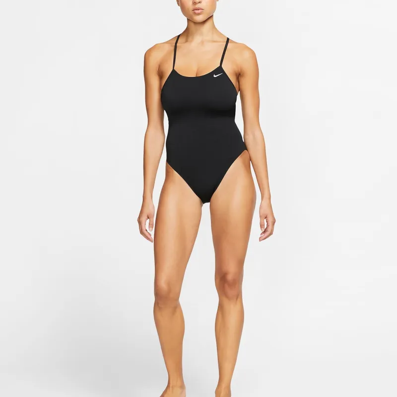 Nike Women's Lace-Up Tie-Back One-Piece Swimsuit One-piece Swimsuit Women's Black-1