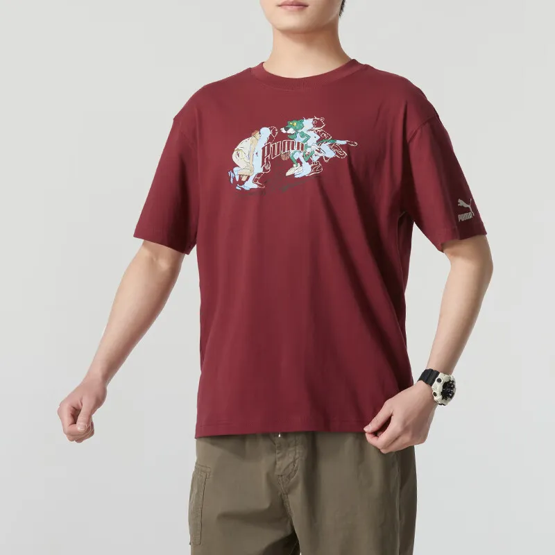 PUMA Lightweight Running T Shirts Men Burgundy-2