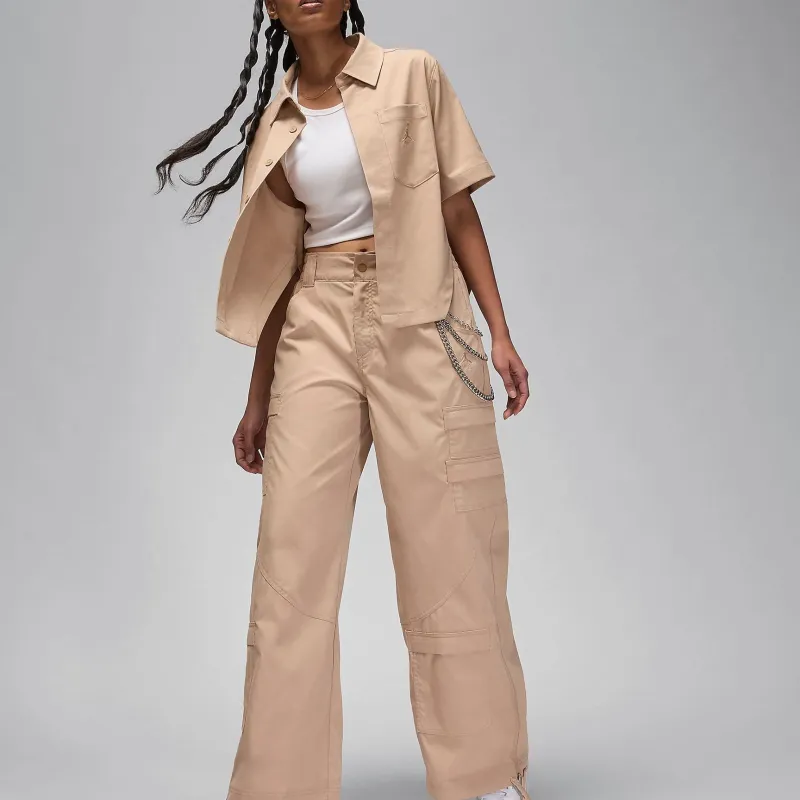 Jordan Women's Woven Crop Top Shirt Women's Brown-2