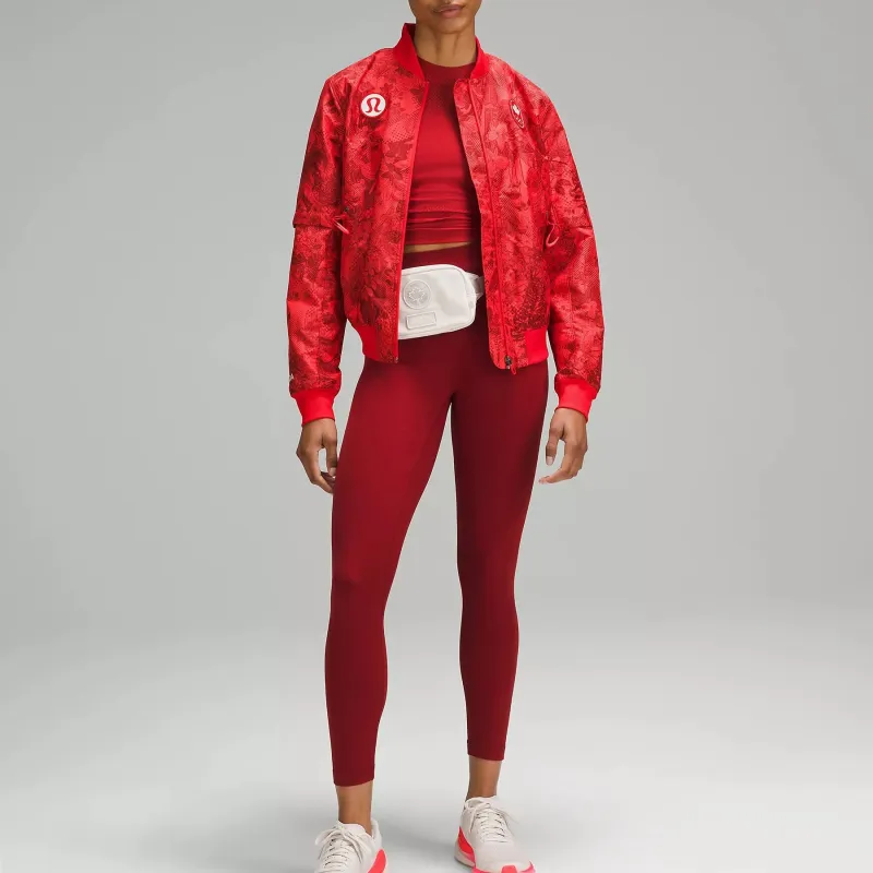 Lululemon Team Canada SS24 Women's Vented Jacquard Bomber Jacket Jackets Coats Women's Deep Sports Red-2