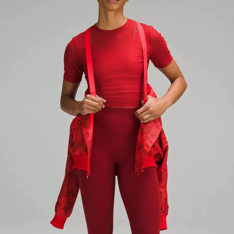 Lululemon Team Canada SS24 Women's Vented Jacquard Bomber Jacket Jackets Coats Women's Deep Sports Red-3