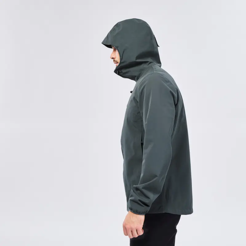 DECATHLON Water-Resistant Windbreaker Jacket Men's Dark Gray Green-6