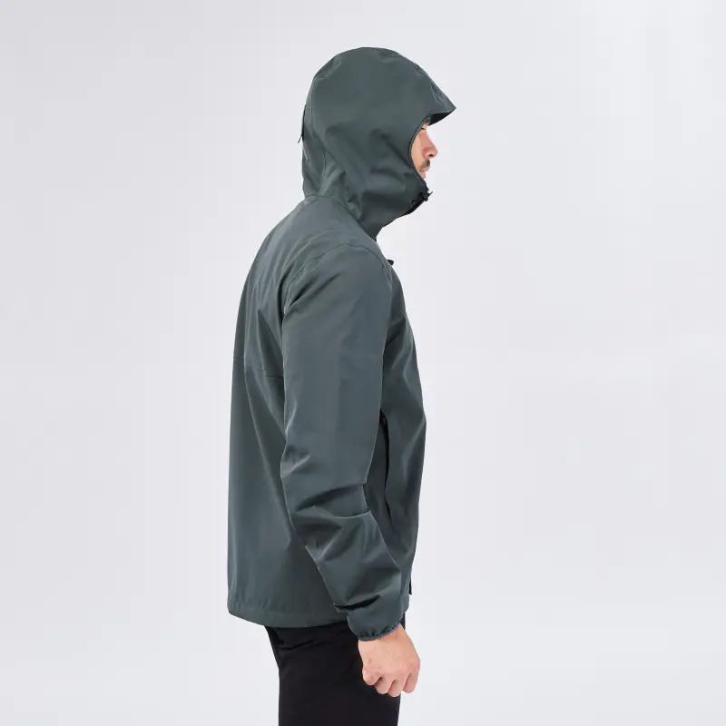 DECATHLON Water-Resistant Windbreaker Jacket Men's Dark Gray Green-5