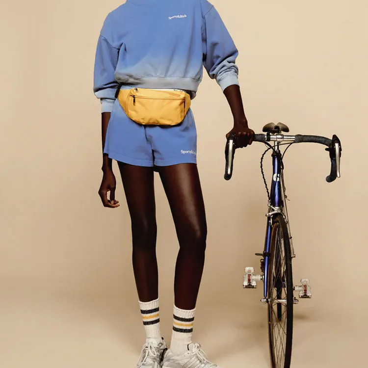 SPORTY & RICH Serif Logo Embroidered Disco Shorts-2