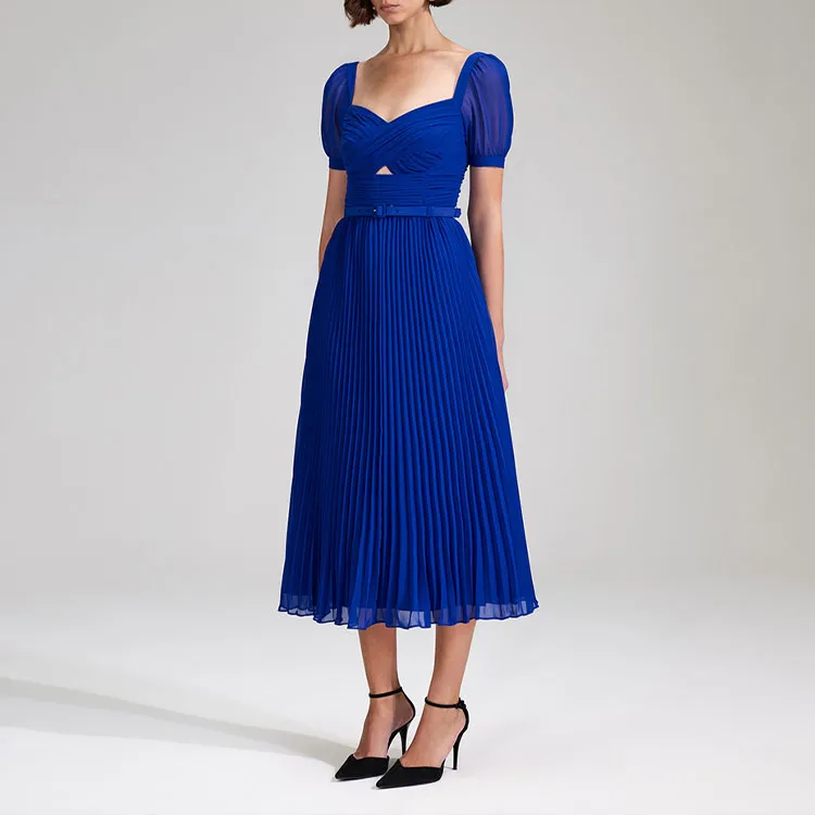 Self portrait Short Sleeved Dresses Women's Navy Blue-3