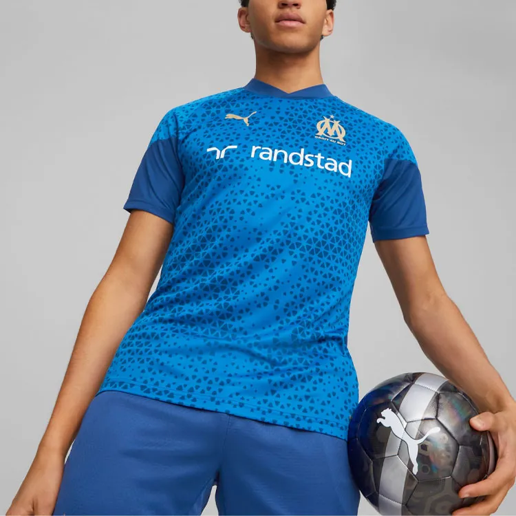 PUMA Olympique De Marseille Football Training Jersey Soccer Jerseys Men's Blue-2
