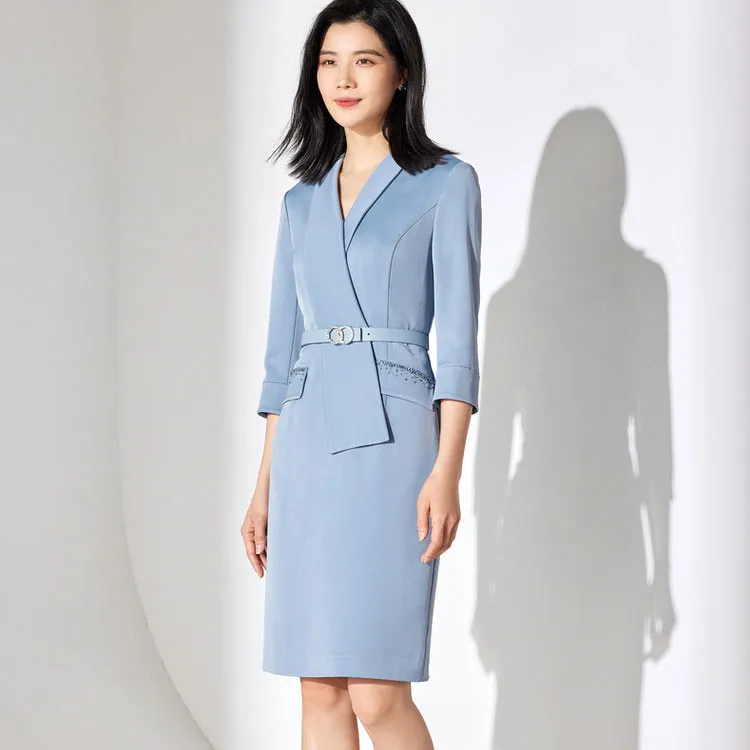 BBLLUUEE Long Sleeved Dress Women's Moonlight Blue-4