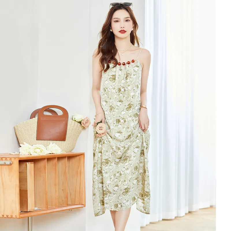 TERRE BLEUE Slip Dresses Women's Green-2