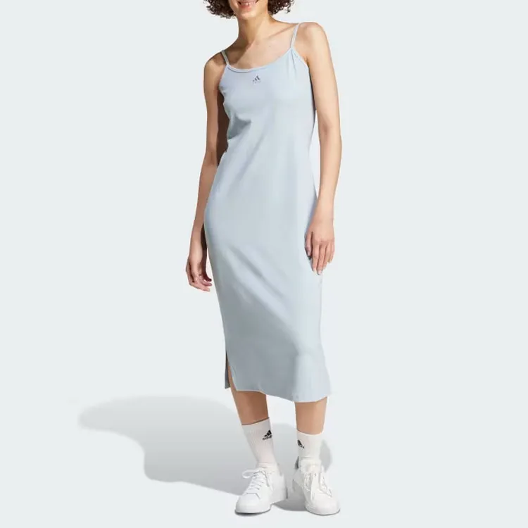 Adidas Sportswear ALL SZN RIB FITTED MIDI DRESS Slip Dresses Women's Blue-2