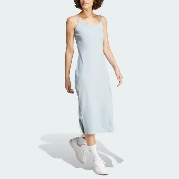 Adidas Sportswear ALL SZN RIB FITTED MIDI DRESS Slip Dresses Women's Blue-1