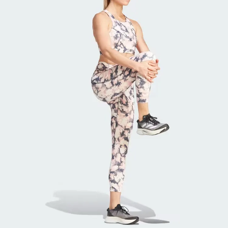 Adidas DAILYRUN PRINTED 7/8 LEGGINGS Athletic Trousers Women's Pink-3
