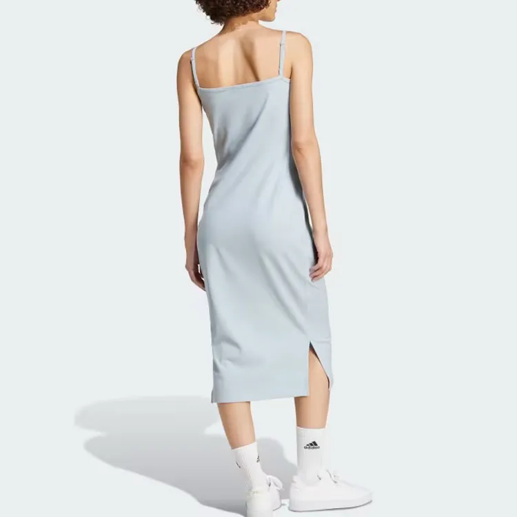 Adidas Sportswear ALL SZN RIB FITTED MIDI DRESS Slip Dresses Women's Blue-3