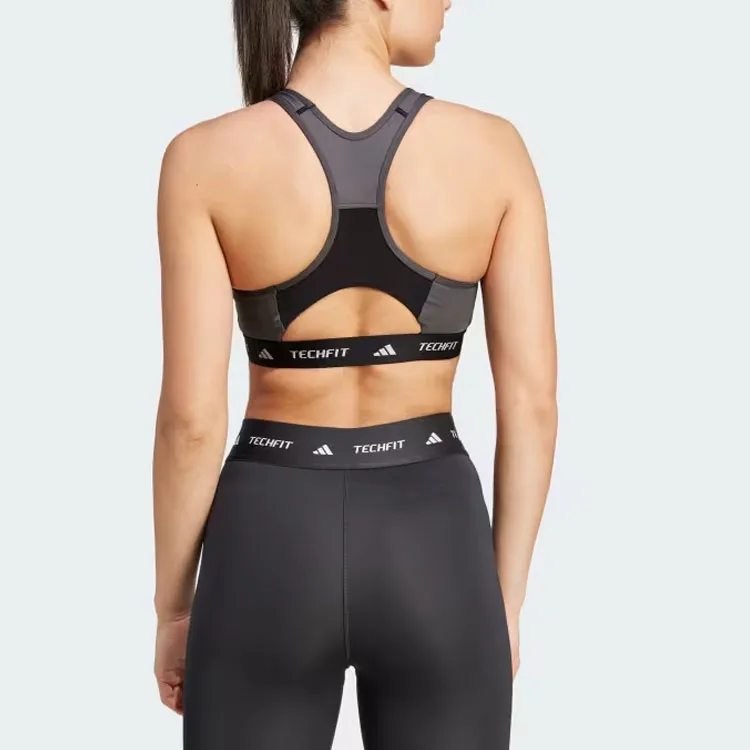Adidas Free Shipping With AdiClub Techfit Medium-Support High-Neck Colorblock Bra-3