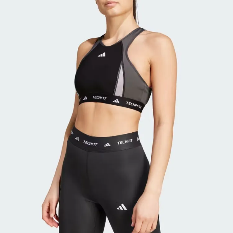 Adidas Free Shipping With AdiClub Techfit Medium-Support High-Neck Colorblock Bra-2