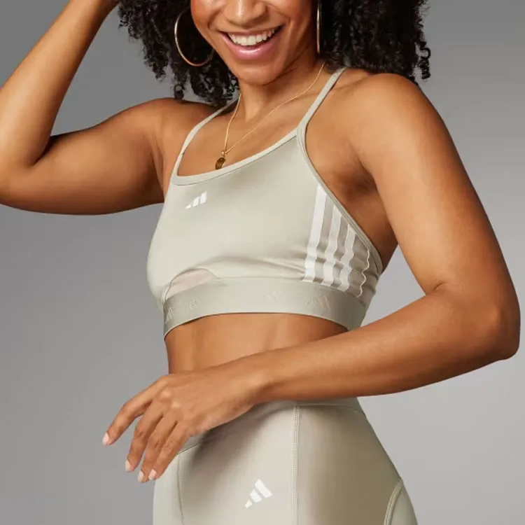 Adidas HYPERGLAM SHINE BRALETTE Sports Underwear Women's Gray White-3