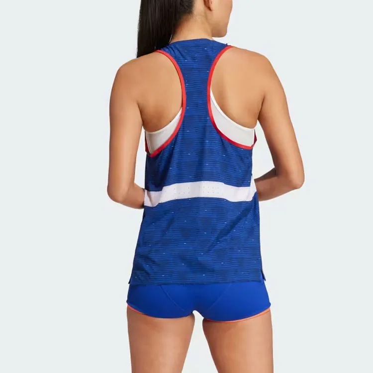 Adidas TEAM FRANCE ATHLETISME TANK TOP WOMEN Sport Vests Women's Blue-2