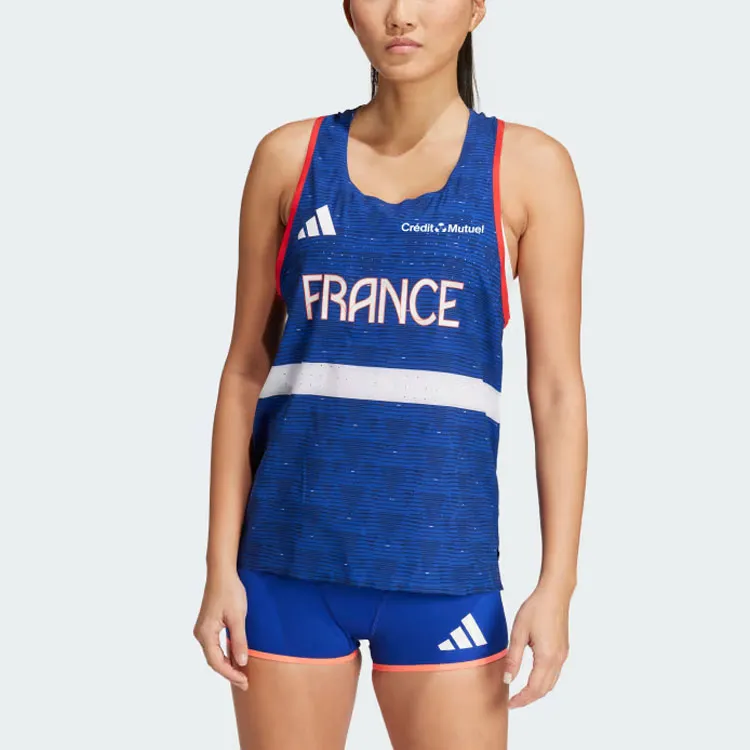 Adidas TEAM FRANCE ATHLETISME TANK TOP WOMEN Sport Vests Women's Blue-1