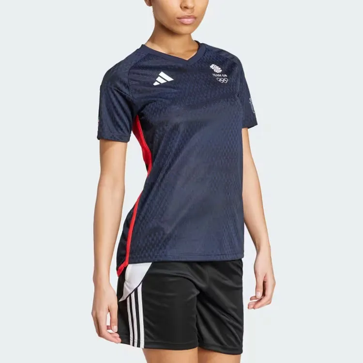 Adidas British Football Team Olympics Collection TEAM GB FOOTBALL JERSEY Soccer Jerseys Women's Legend Ink-1