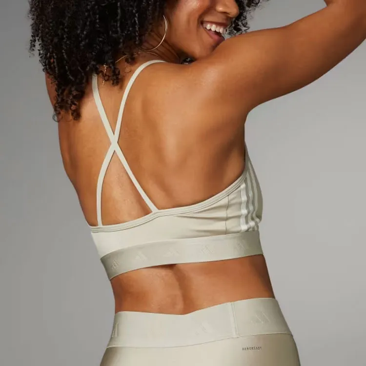Adidas HYPERGLAM SHINE BRALETTE Sports Underwear Women's Gray White-2