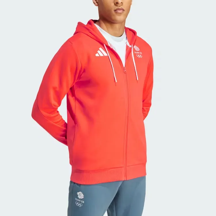 Adidas UK Training Top Olympics Collection TEAM GB HOODIE Sweatshirt Men's Bright Red-6