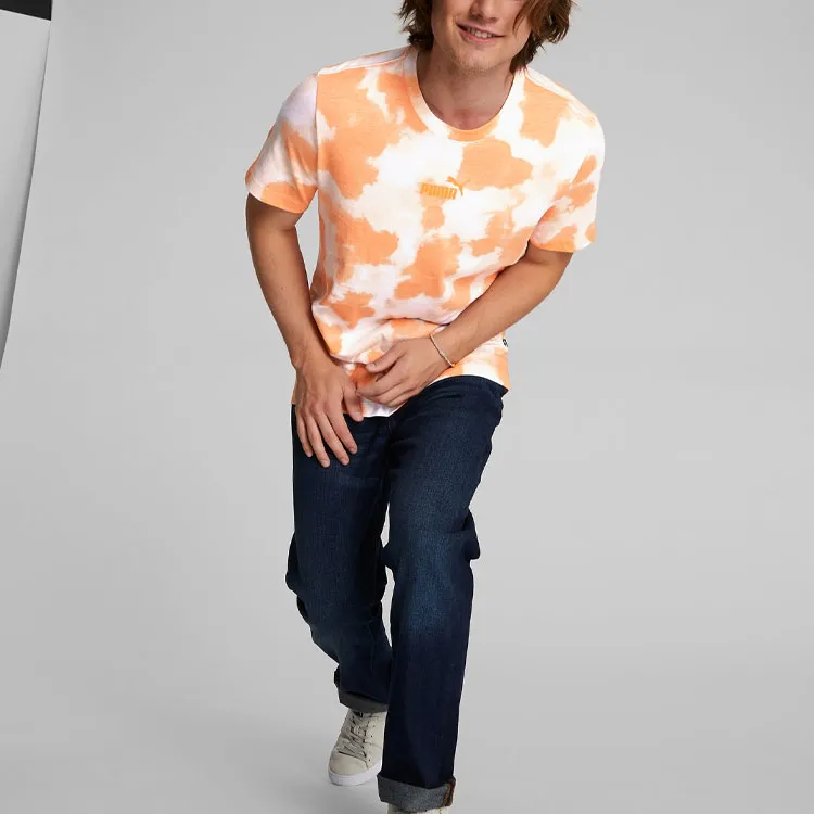 PUMA Cloud Tie Dye T-Shirts Men Orange-2