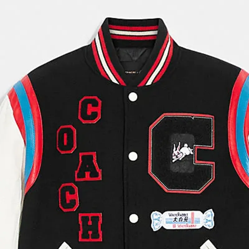 COACH x WHITE RABBIT Baseball Jacket Men's Black-2