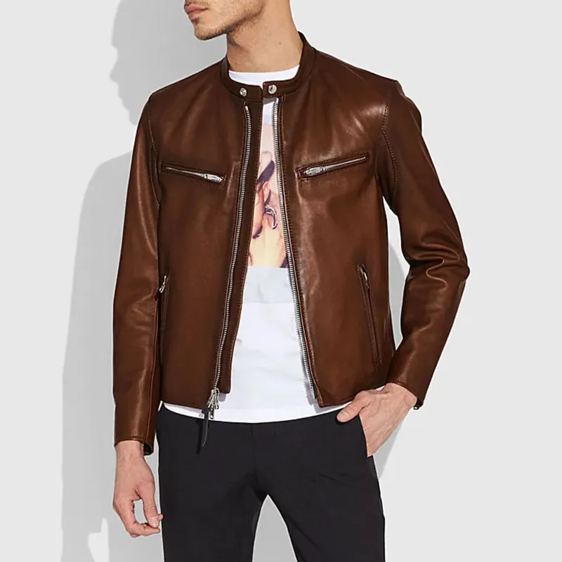 COACH Leather Jacket Men's Dark Brown-1
