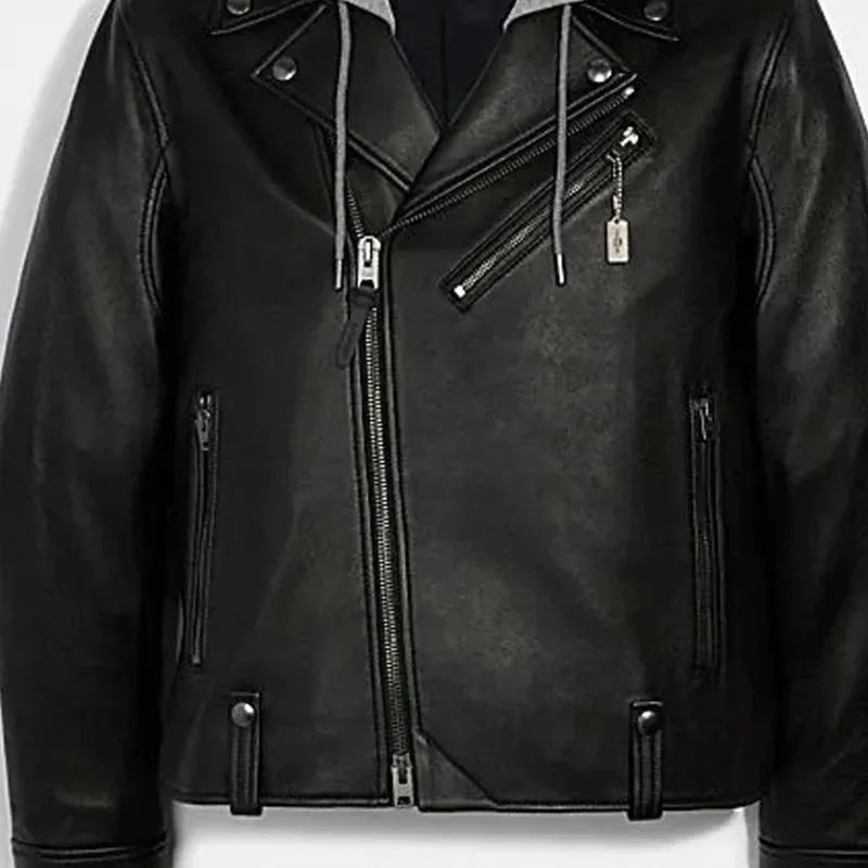 COACH Leather Jacket Men's Black-3