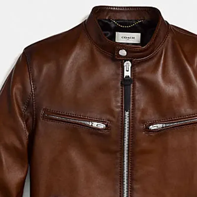 COACH Leather Jacket Men's Dark Brown-2