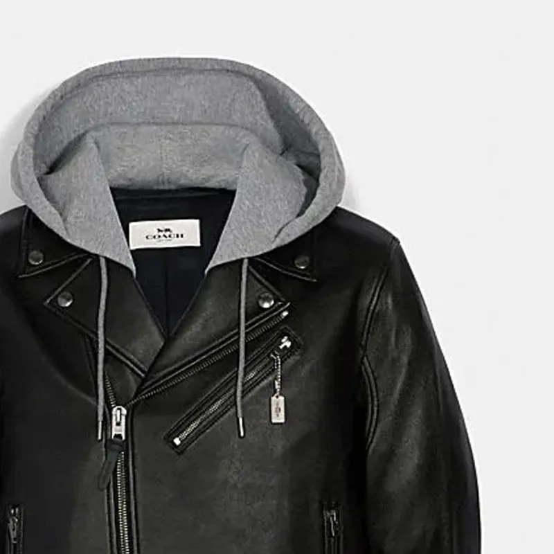 COACH Leather Jacket Men's Black-2