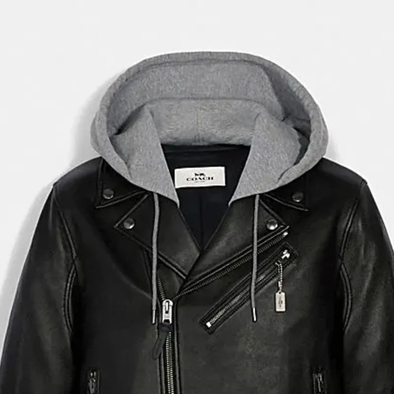 COACH Leather Jacket Men's Black-1