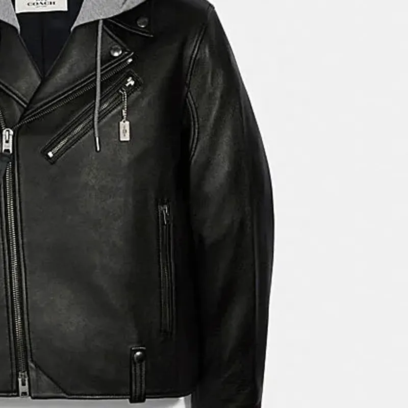 COACH Leather Jacket Men's Black-5