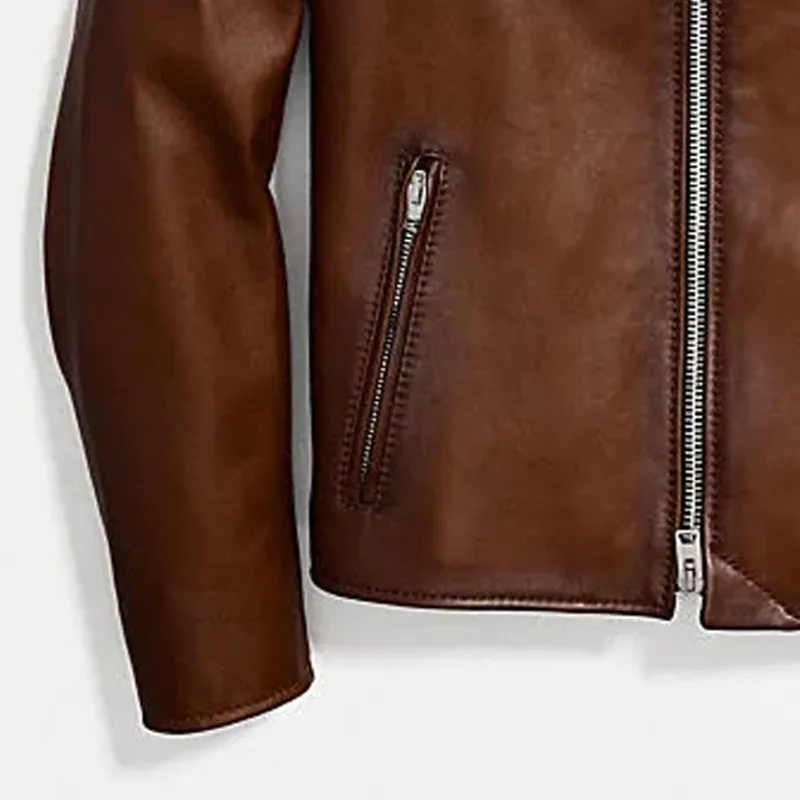 COACH Leather Jacket Men's Dark Brown-3