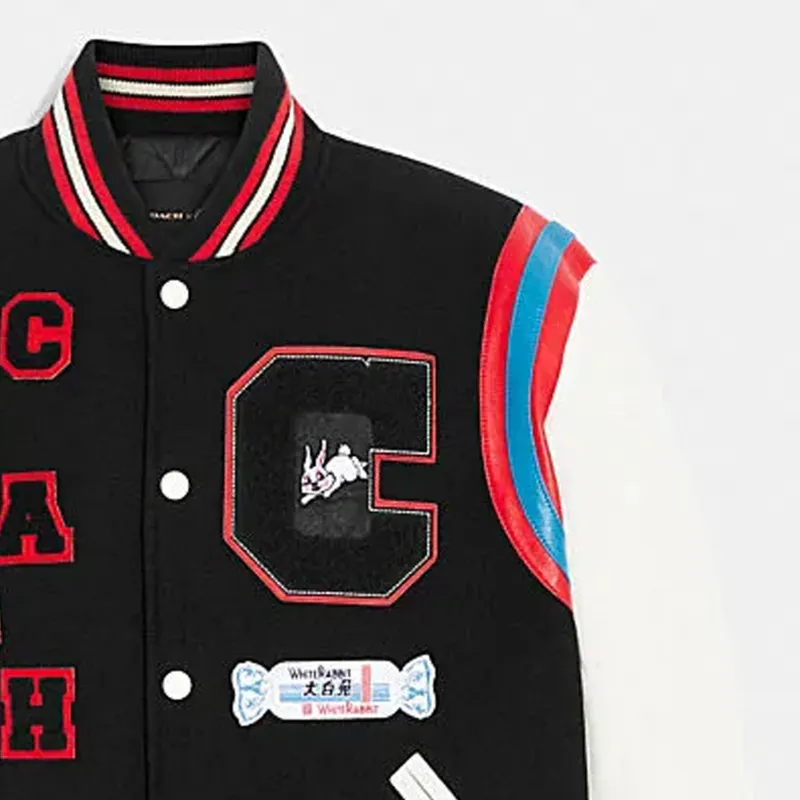 COACH x WHITE RABBIT Baseball Jacket Men's Black-3