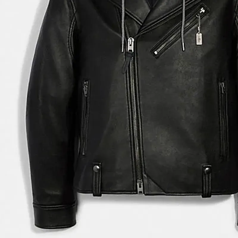 COACH Leather Jacket Men's Black-4