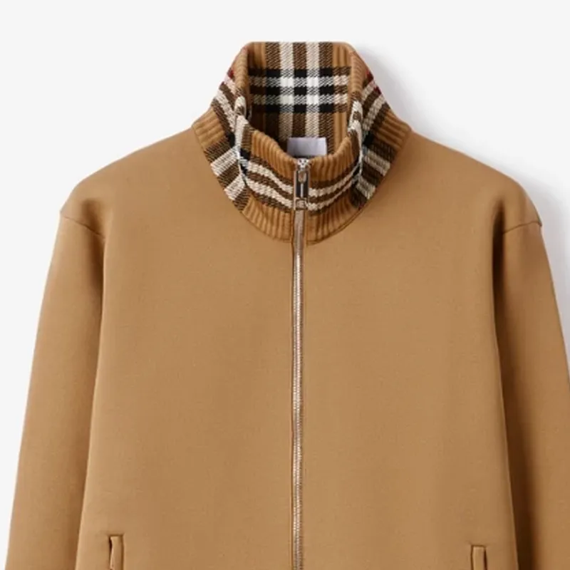 Burberry Check Trim Viscose Blend Track Jacket-4