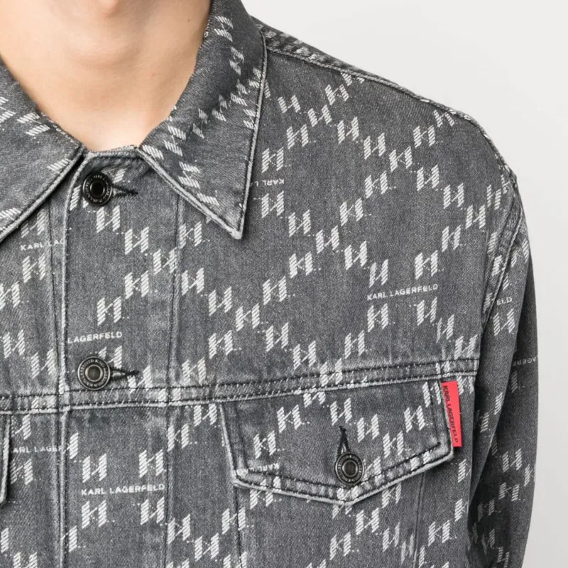KARL LAGERFELD / Karl Lagerfeld Jeans Monogram-jacquard Denim Jacket-4