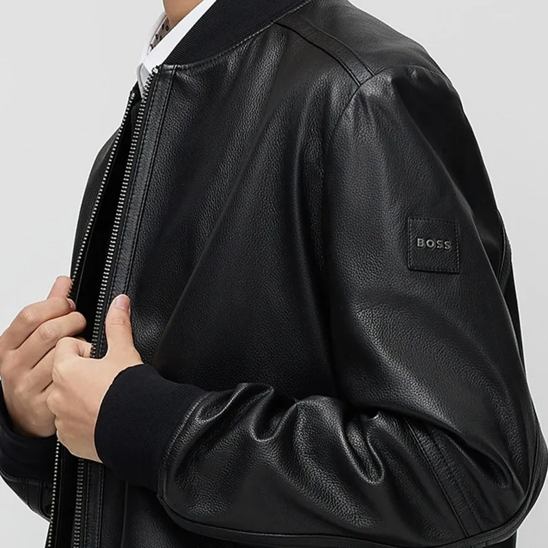 HUGO BOSS FW23 Leather Jacket Men's Black-4