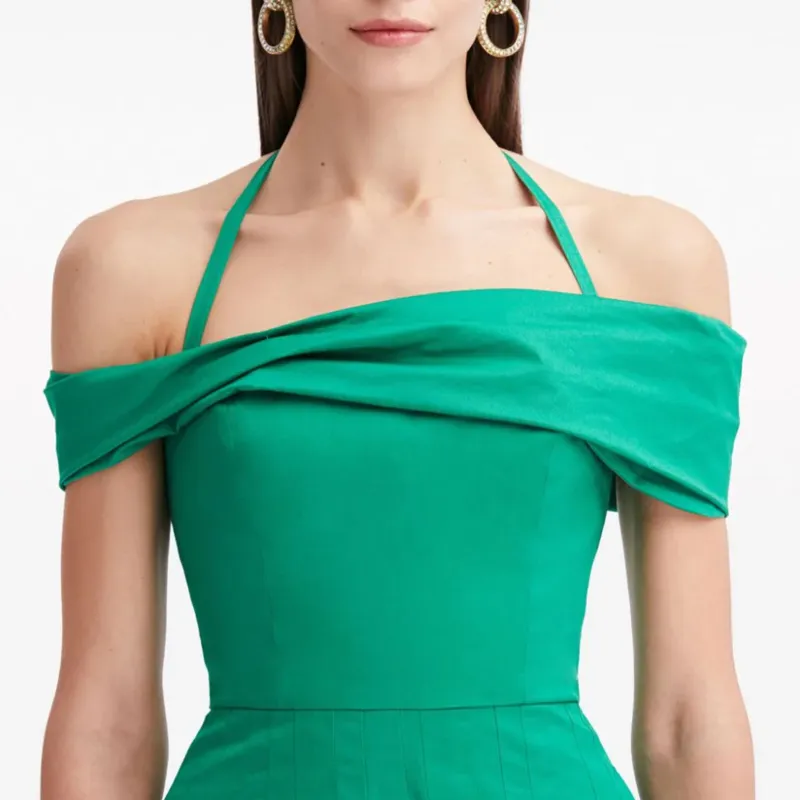 Oscar De La Renta Off shoulder Halterneck Midi Dress-4