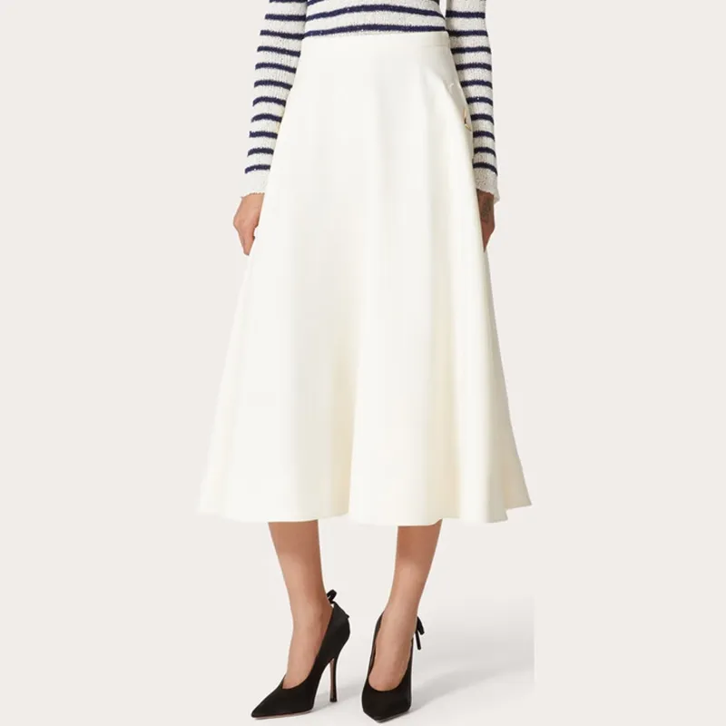 Valentino Crepe Couture High Waist Midi Skirt-5