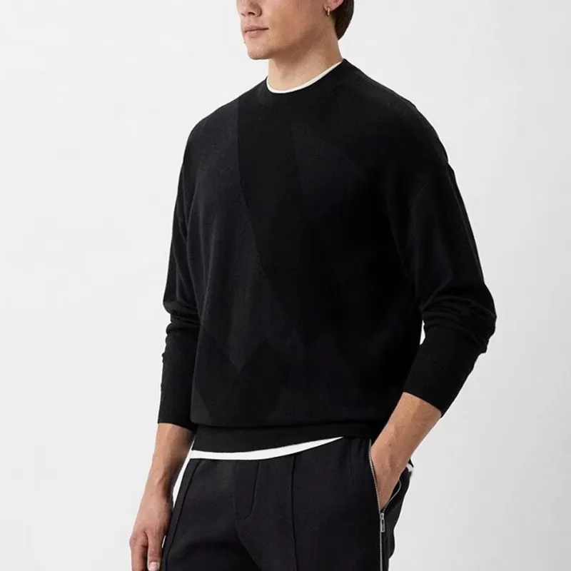 EMPORIO ARMANI Intarsia knit Logo Virgin Wool Jumper-5