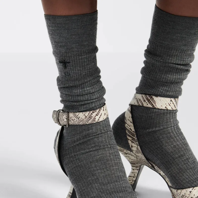 DIOR SS23 Knee-High Socks Women's 1 Pack Gray-1
