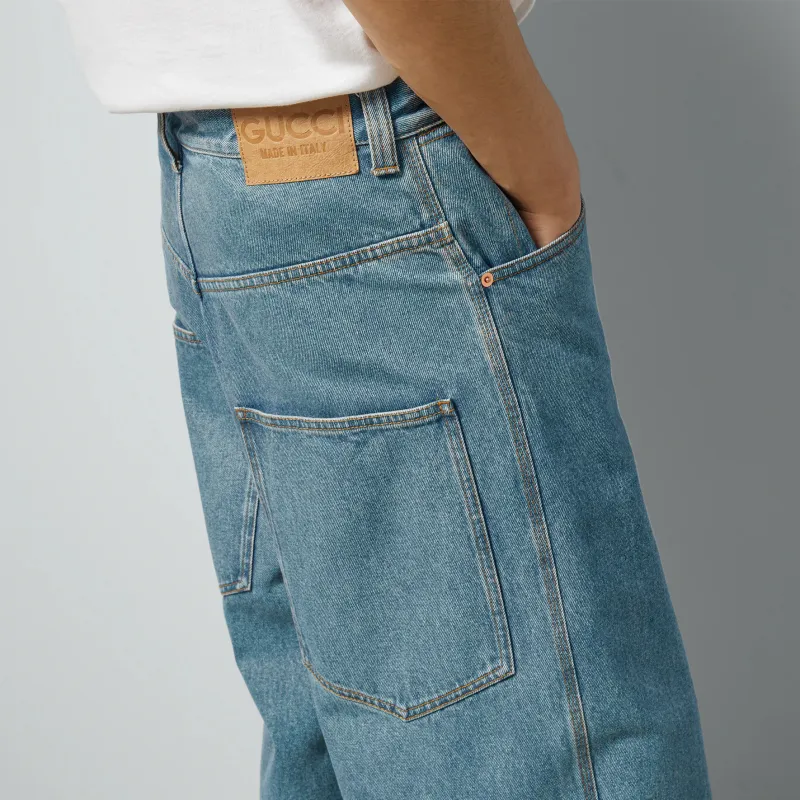 GUCCI Denim GUCCI Label Pants Blue-4