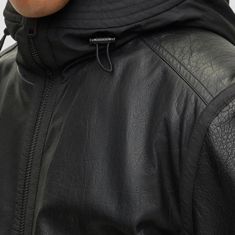 HUGO BOSS FW23 Leather Jacket Men's Black-3
