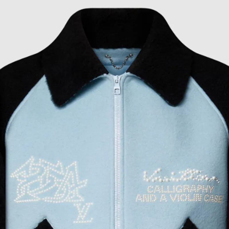 LOUIS VUITTON Shearling Wool Varsity Blouson-5