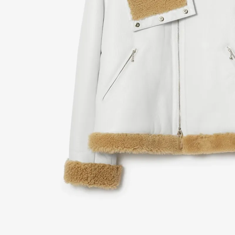 Burberry Leather Jacket Men's White-5