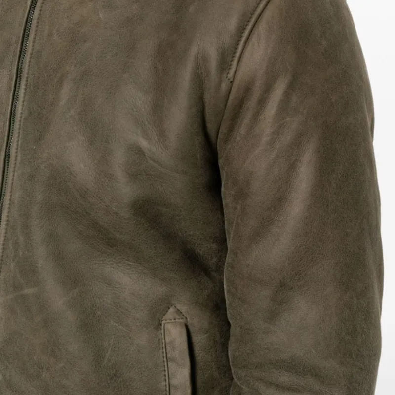 BARBA Leather Jacket Men's Moss Green-5