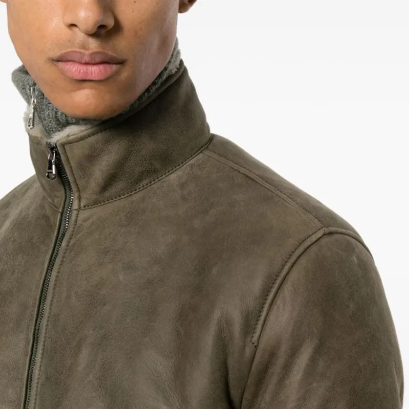 BARBA Leather Jacket Men's Moss Green-3