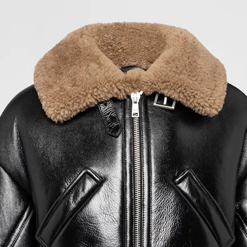 PRADA Leather Jackets Women's Black-4
