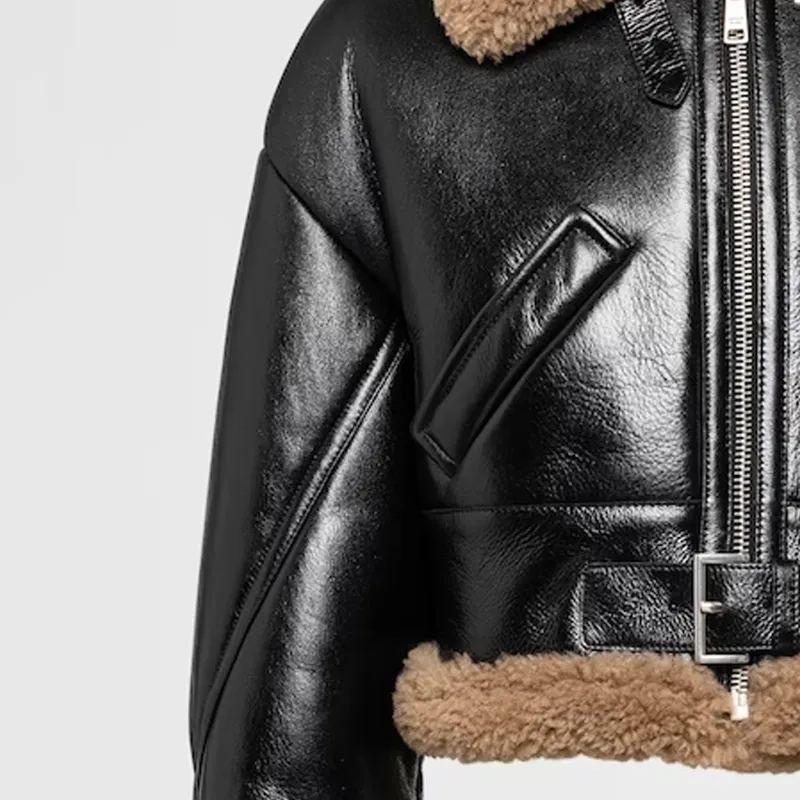 PRADA Leather Jackets Women's Black-6